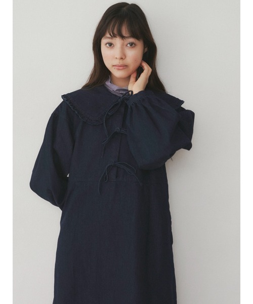 merry jenny（メリージェニー）の「デニムリボンワンピース（ワンピース・レディース・ブラック/インディゴブルー・FREE）」の7枚目の写真