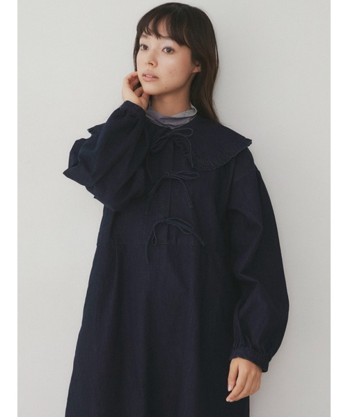 merry jenny（メリージェニー）の「デニムリボンワンピース（ワンピース・レディース・ブラック/インディゴブルー・FREE）」の8枚目の写真