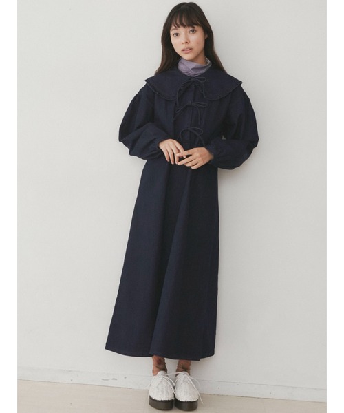 merry jenny（メリージェニー）の「デニムリボンワンピース（ワンピース・レディース・ブラック/インディゴブルー・FREE）」の9枚目の写真