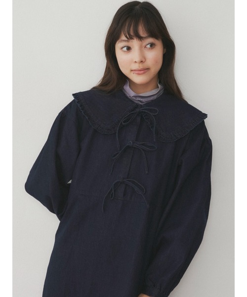 merry jenny（メリージェニー）の「デニムリボンワンピース（ワンピース・レディース・ブラック/インディゴブルー・FREE）」の10枚目の写真
