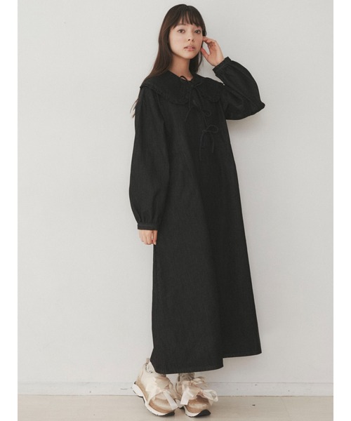 merry jenny（メリージェニー）の「デニムリボンワンピース（ワンピース・レディース・ブラック/インディゴブルー・FREE）」の11枚目の写真