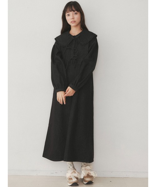 merry jenny（メリージェニー）の「デニムリボンワンピース（ワンピース・レディース・ブラック/インディゴブルー・FREE）」の12枚目の写真