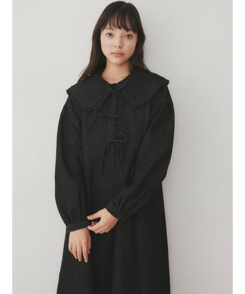 merry jenny（メリージェニー）の「デニムリボンワンピース（ワンピース・レディース・ブラック/インディゴブルー・FREE）」の13枚目の写真