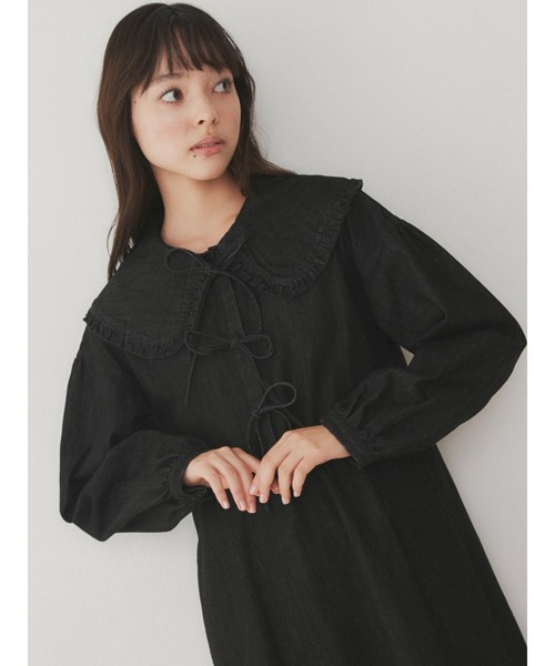 merry jenny（メリージェニー）の「デニムリボンワンピース（ワンピース・レディース・ブラック/インディゴブルー・FREE）」の14枚目の写真