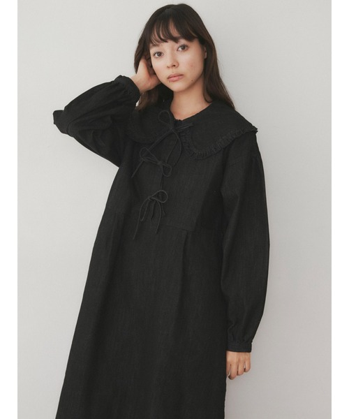 merry jenny（メリージェニー）の「デニムリボンワンピース（ワンピース・レディース・ブラック/インディゴブルー・FREE）」の15枚目の写真