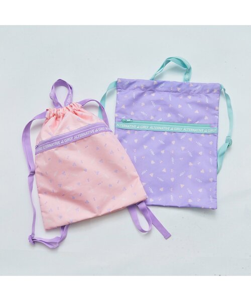 algy（アルジー）の「/ALGY総柄　ナップ_撥水加工（バックパック/リュック・キッズ・ピンク/ラベンダー・FREE）」の3枚目の写真