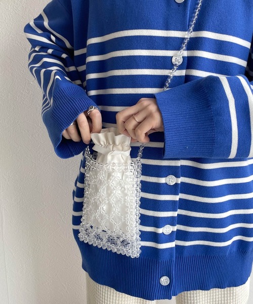 w closet（ダブルクローゼット）の「ビーズショルダーバッグ（ショルダーバッグ・レディース・クリア/パープル/ブラウン・FREE）」の3枚目の写真