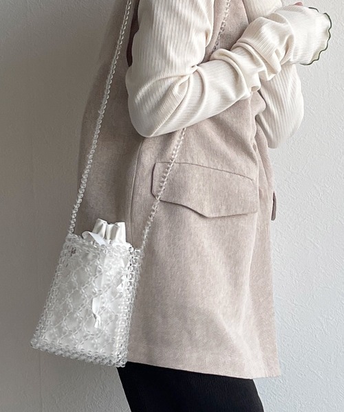 w closet（ダブルクローゼット）の「ビーズショルダーバッグ（ショルダーバッグ・レディース・クリア/パープル/ブラウン・FREE）」の8枚目の写真