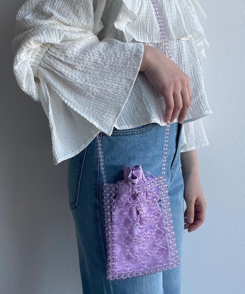w closet（ダブルクローゼット）の「ビーズショルダーバッグ（ショルダーバッグ・レディース・クリア/パープル/ブラウン・FREE）」の15枚目の写真