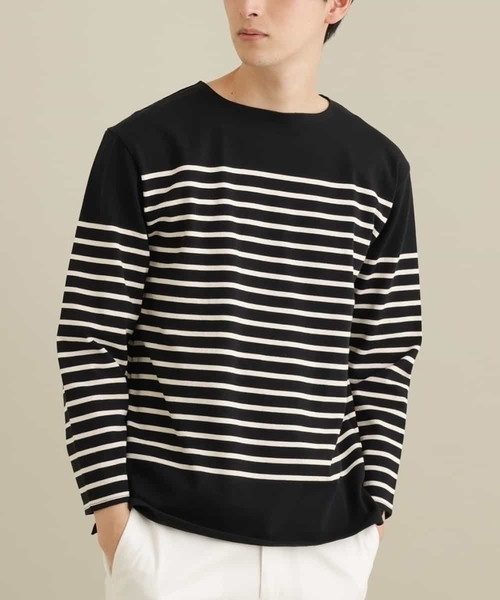 a.v.v（アーヴェヴェ）の「パネルボーダーワイドシルエットカットソー（Tシャツ/カットソー・メンズ・アイボリー/ブラック・46/48）」の2枚目の写真