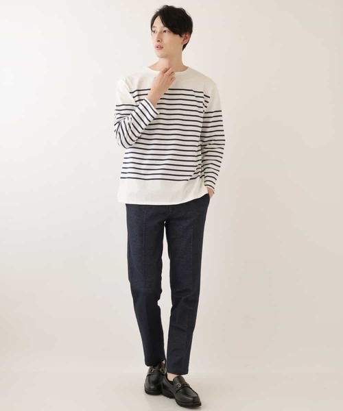a.v.v（アーヴェヴェ）の「パネルボーダーワイドシルエットカットソー（Tシャツ/カットソー・メンズ・アイボリー/ブラック・46/48）」の9枚目の写真
