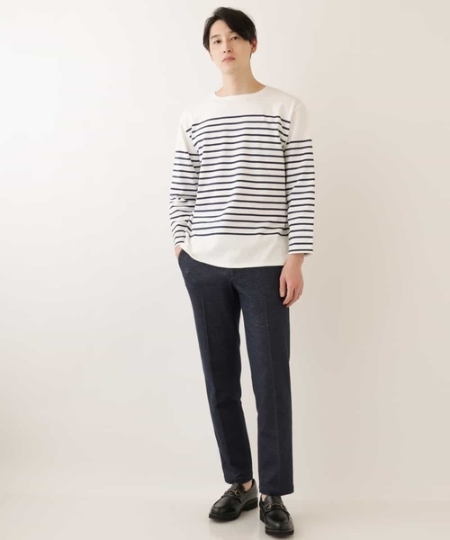 a.v.v（アーヴェヴェ）の「パネルボーダーワイドシルエットカットソー（Tシャツ/カットソー・メンズ・アイボリー/ブラック・46/48）」の6枚目の写真