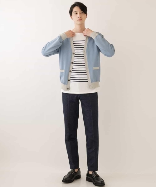 a.v.v（アーヴェヴェ）の「パネルボーダーワイドシルエットカットソー（Tシャツ/カットソー・メンズ・アイボリー/ブラック・46/48）」の4枚目の写真
