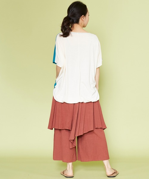 チャイハネ（チャイハネ）の「【チャイハネ】ロータスプリントトップス（Tシャツ/カットソー・レディース・ホワイト/ブラウン/レッド/ブルー・FREE）」の16枚目の写真