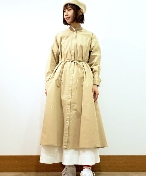 GAP（ギャップ）の「Free＆Flow マキシシャツワンピース（ワンピース・レディース・ベージュ/ホワイト/ホワイト×ブルー・S/M/XXS/XS）」の7枚目の写真