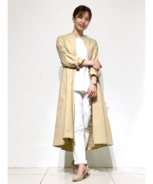 GAP（ギャップ）の「Free＆Flow マキシシャツワンピース（ワンピース・レディース・ベージュ/ホワイト/ホワイト×ブルー・S/M/XXS/XS）」の13枚目の写真