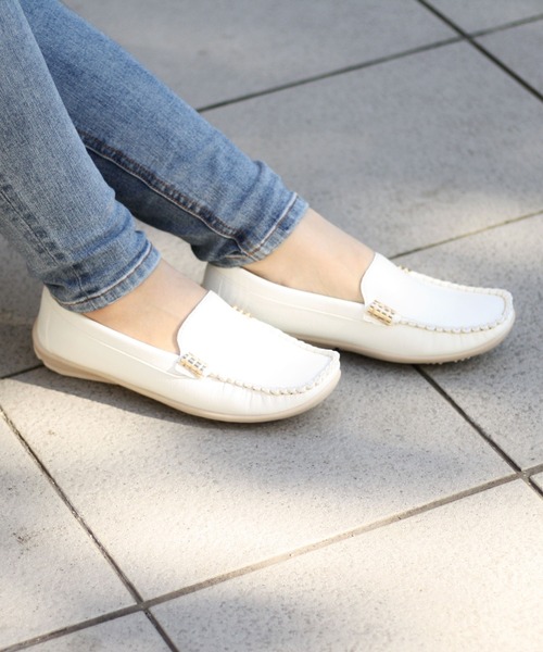 atmos pink(アトモスピンク)の「スクエアトゥ サイドビット モカシン ローファー husky(ローファー・レディース・ホワイト/ブラック/ネイビー・LL/M/L/S)」の2枚目の写真