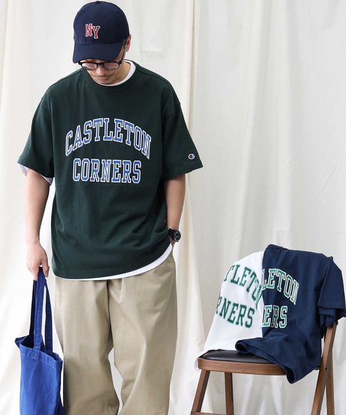 Champion（チャンピオン）の「【Champion】胸ロゴプリントＴシャツ（Tシャツ/カットソー・メンズ・ネイビー/ホワイト/ダークグリーン・M/XL/L）」の2枚目の写真