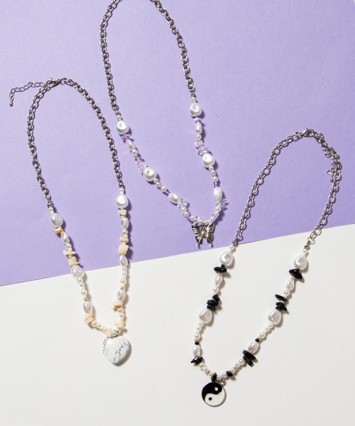 WEGO（ウィゴー）の「WEGO/ストーンミックスモチーフネックレス（ネックレス・レディース・ホワイト/ブラック/その他1・FREE）」の9枚目の写真