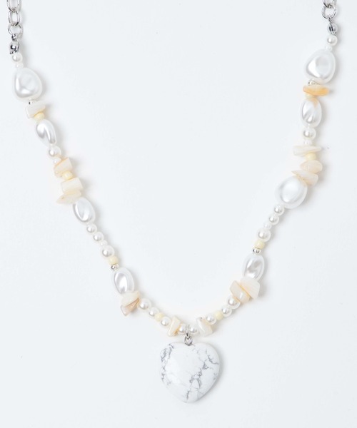 WEGO（ウィゴー）の「WEGO/ストーンミックスモチーフネックレス（ネックレス・レディース・ホワイト/ブラック/その他1・FREE）」の4枚目の写真