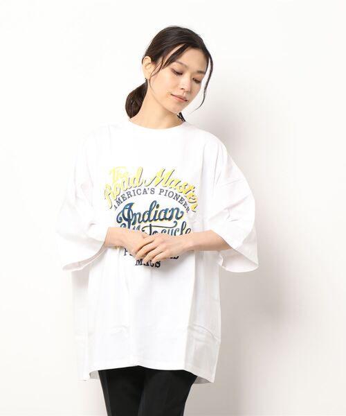 INDIAN(インディアン)の「★Bl★ネイティブロゴオーバーサイズTシャツ 半袖 / INDIAN(Tシャツ/カットソー・レディース・ホワイト/ブラック/ミント・MEDIUM/LARGE)」の2枚目の写真
