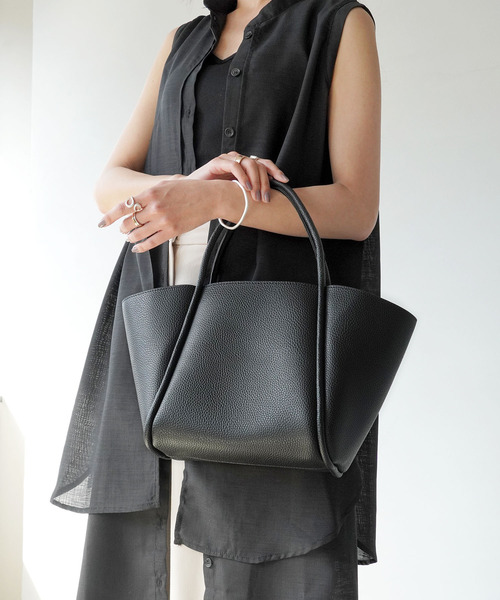 IAMUSE(アイアミューズ)の「シンプルトートバッグ S0070【IAMUSE】(トートバッグ・レディース・ホワイト/ブラック・FREE)」の1枚目の写真