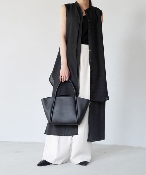 IAMUSE(アイアミューズ)の「シンプルトートバッグ S0070【IAMUSE】(トートバッグ・レディース・ホワイト/ブラック・FREE)」の3枚目の写真