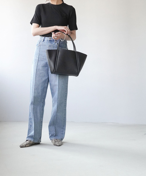 IAMUSE(アイアミューズ)の「シンプルトートバッグ S0070【IAMUSE】(トートバッグ・レディース・ホワイト/ブラック・FREE)」の5枚目の写真