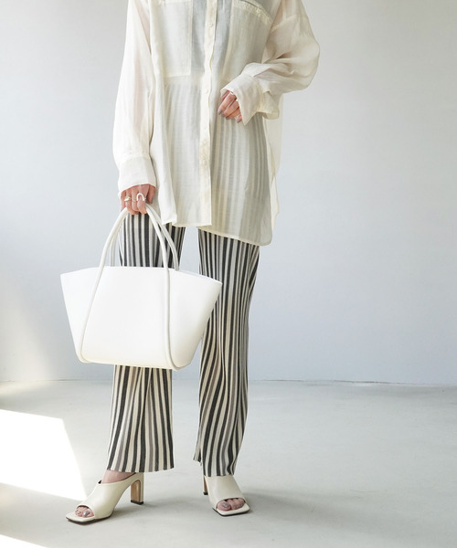 IAMUSE(アイアミューズ)の「シンプルトートバッグ S0070【IAMUSE】(トートバッグ・レディース・ホワイト/ブラック・FREE)」の8枚目の写真