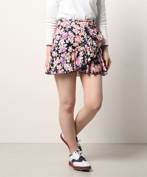 rienda suelta(リエンダスエルタ)の「《rienda suelta》SPRING FLOWERツイルフリルスカート ゴルフウエア(スカート・レディース・ブラック・SMALL)」の1枚目の写真