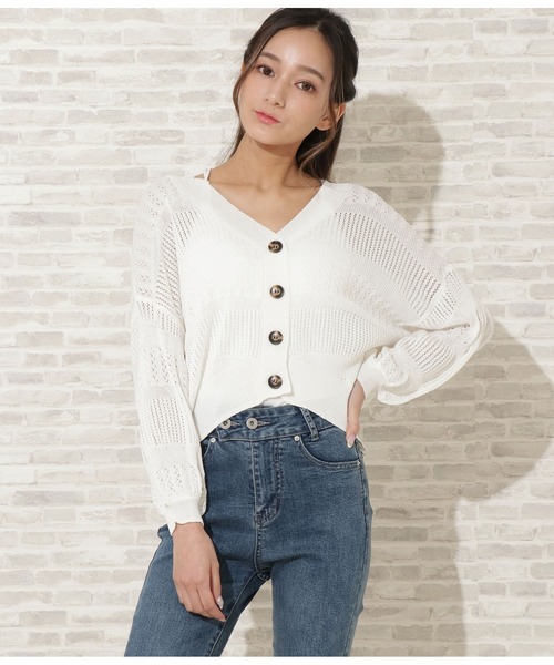 セール 透かし編みニットカーディガン カーディガン ボレロ Chille チル のファッション通販 Zozotown