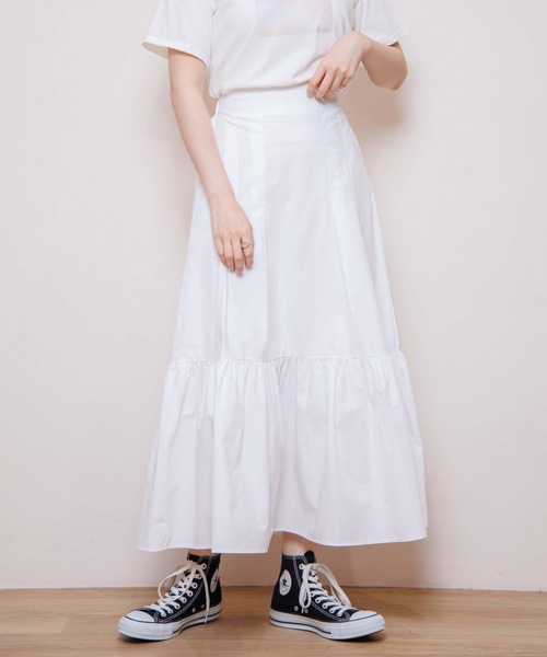 flower（フラワー）の「タックギャザースカート（スカート・レディース・ホワイト/アイボリー・FREE）」の2枚目の写真