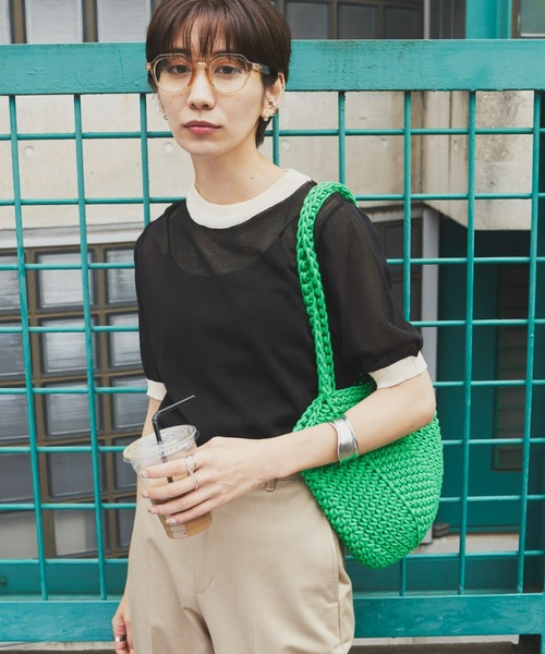 Auntie Rosa Holiday(アンティローザホリデー)の「シアーリンガーニット(ニット/セーター・レディース・ベージュ/ブラウン/ブラック・FREE)」の7枚目の写真