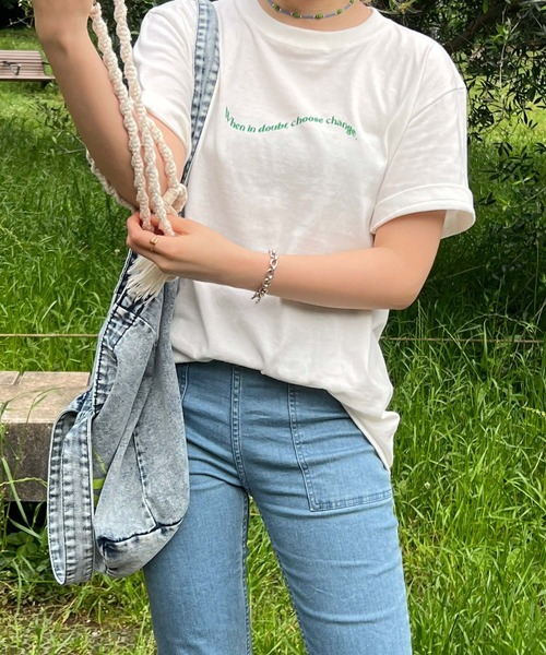 byYOUANCE（バイユアンス）の「SZK×byYOUANCEプリントTシャツ（Tシャツ/カットソー・レディース・グリーン系その他/ライトピンク/ホワイト/サックスブルー・FREE）」の10枚目の写真