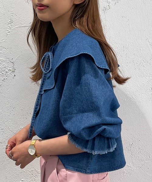apres jour mignon(アプレジュールミニョン)の「デニムブラウス【ZOZOTOWN限定アイテム】(シャツ/ブラウス・レディース・ブルー/ダークブルー・フリー/X-LARGE)」の13枚目の写真