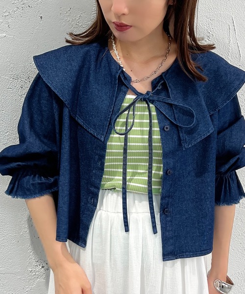 apres jour mignon(アプレジュールミニョン)の「デニムブラウス【ZOZOTOWN限定アイテム】(シャツ/ブラウス・レディース・ブルー/ダークブルー・フリー/X-LARGE)」の10枚目の写真
