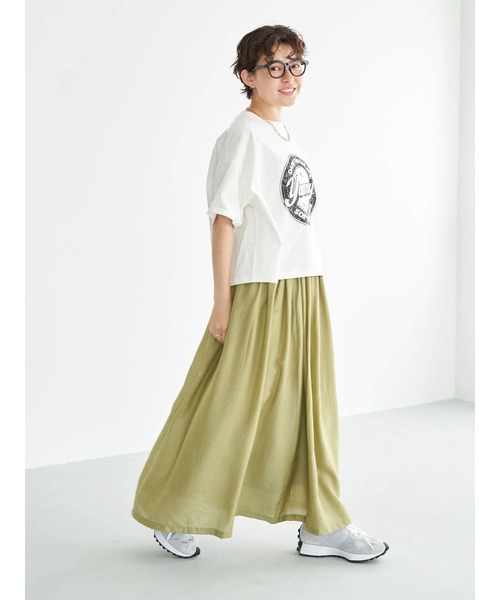 earth music&ecology(アースミュージックアンドエコロジー)の「yummy ショートTシャツ(Tシャツ/カットソー・レディース・チャコールグレー/オフホワイト/サックスブルー/ラベンダー・FREE)」の9枚目の写真