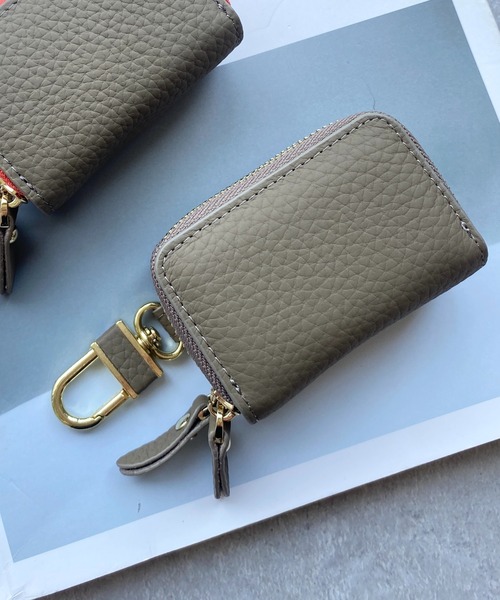 セール】本革ダブルポケットラウンドファスナースマートキーケース