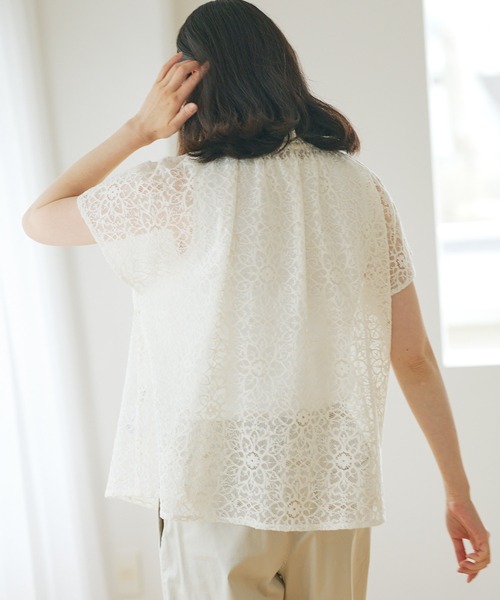 PUAL CE CIN（ピュアルセシン）の「清潔感と品の良さが漂う華やぎレースブラウス（シャツ/ブラウス・レディース・ブラック/アイボリー・FREE）」の11枚目の写真