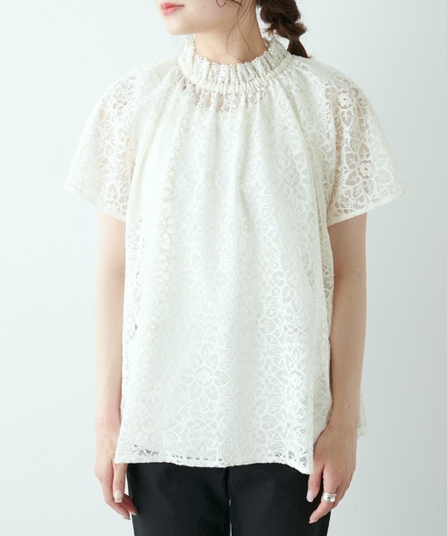 PUAL CE CIN（ピュアルセシン）の「清潔感と品の良さが漂う華やぎレースブラウス（シャツ/ブラウス・レディース・ブラック/アイボリー・FREE）」の14枚目の写真