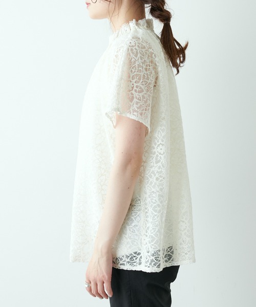 PUAL CE CIN（ピュアルセシン）の「清潔感と品の良さが漂う華やぎレースブラウス（シャツ/ブラウス・レディース・ブラック/アイボリー・FREE）」の15枚目の写真