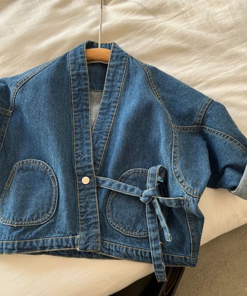 Aimoha Kids 韓国子供服 個性的な羽織風デニムジャケット デニムジャケット Aimoha アイモハ のファッション通販 Zozotown