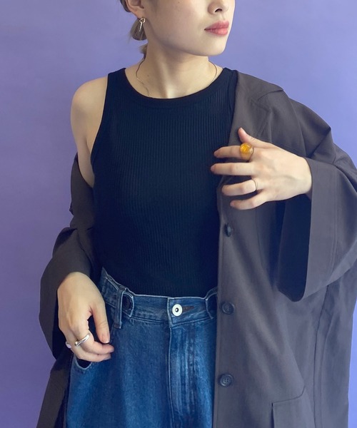 w closet（ダブルクローゼット）の「【2WAY】アメリカンスリーブタンクトップ（タンクトップ・レディース・ブラック/アイボリー/ラベンダー・FREE）」の21枚目の写真