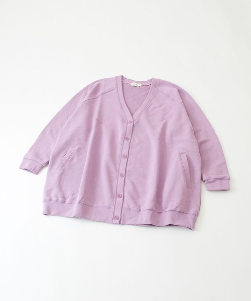 CUBE SUGAR（キューブシュガー）の「WEB限定スウェット配色ステッチ長袖カーディガン（カーディガン/ボレロ・レディース・パープル/ブラック/グレイッシュベージュ・M）」の12枚目の写真