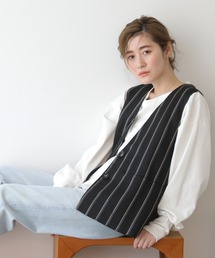 frames RAY CASSIN | WEB限定 ノーカラーストライプジレ セットアップ着用可(ベスト)