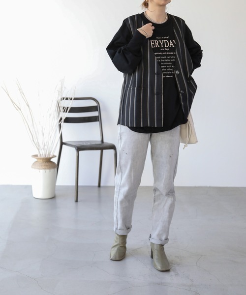 frames RAY CASSIN（フレームスレイカズン）の「WEB限定 ノーカラーストライプジレ セットアップ着用可（ベスト・レディース・ブラック系/グレー系・FREE）」の8枚目の写真