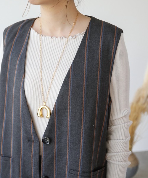 frames RAY CASSIN（フレームスレイカズン）の「WEB限定 ノーカラーストライプジレ セットアップ着用可（ベスト・レディース・ブラック系/グレー系・FREE）」の22枚目の写真