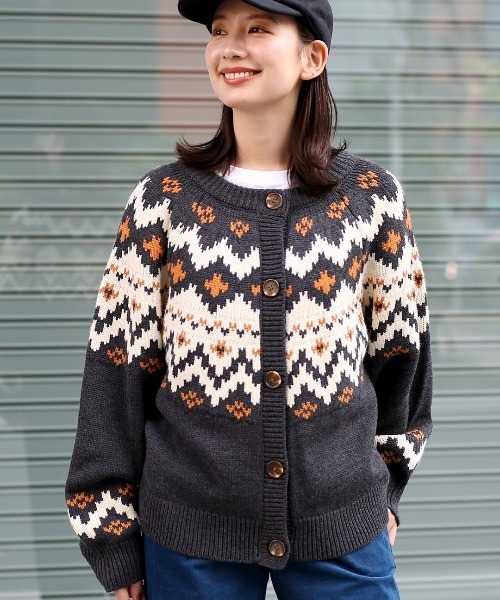 チチカカ（チチカカ）の「キカ求心ニットカーディガン（カーディガン/ボレロ・レディース・グレー/オフホワイト/ブラック・FREE）」の2枚目の写真