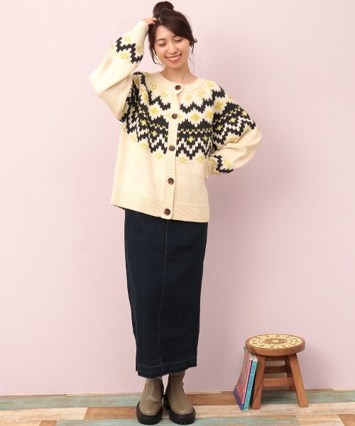 チチカカ（チチカカ）の「キカ求心ニットカーディガン（カーディガン/ボレロ・レディース・グレー/オフホワイト/ブラック・FREE）」の4枚目の写真