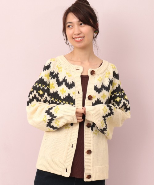 チチカカ（チチカカ）の「キカ求心ニットカーディガン（カーディガン/ボレロ・レディース・グレー/オフホワイト/ブラック・FREE）」の5枚目の写真